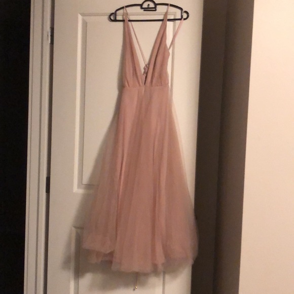 Blush plunging neckline midi dress - Picture 4 of 5